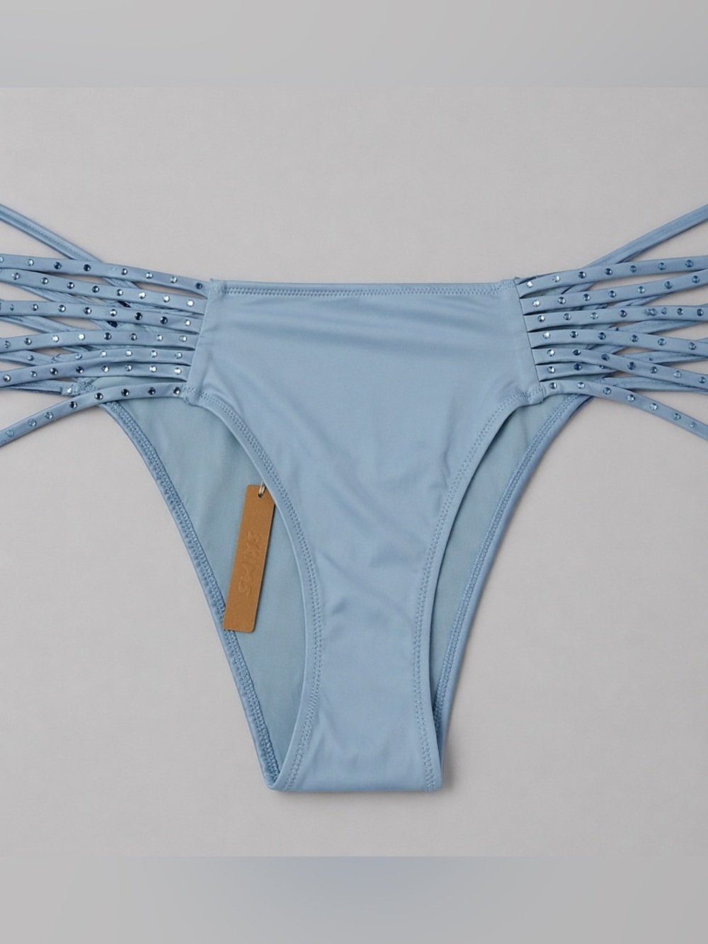Skims Rhinestone swim strappy Iris blue bikini bottom